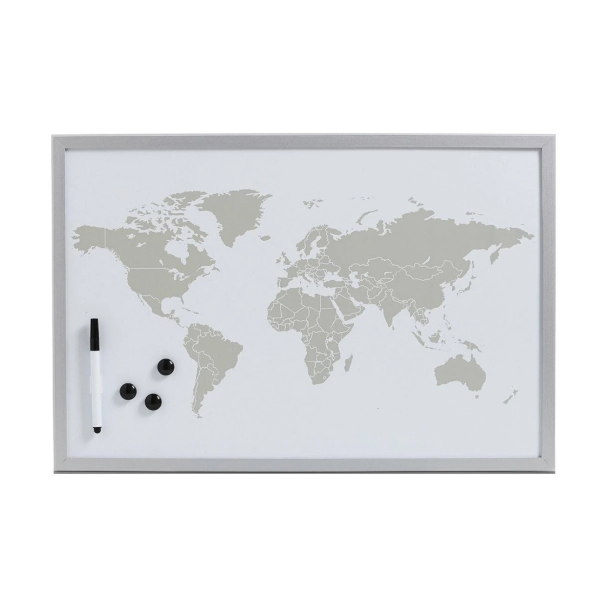 Bílá magnetická tabule World se třemi magnety